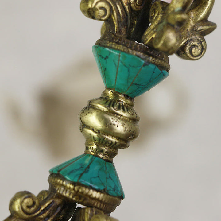 Buddha Stones Tibetano a cinque punte Vajra Dorje Artigianale Nepal Potere spirituale Decorazione in rame - image 6