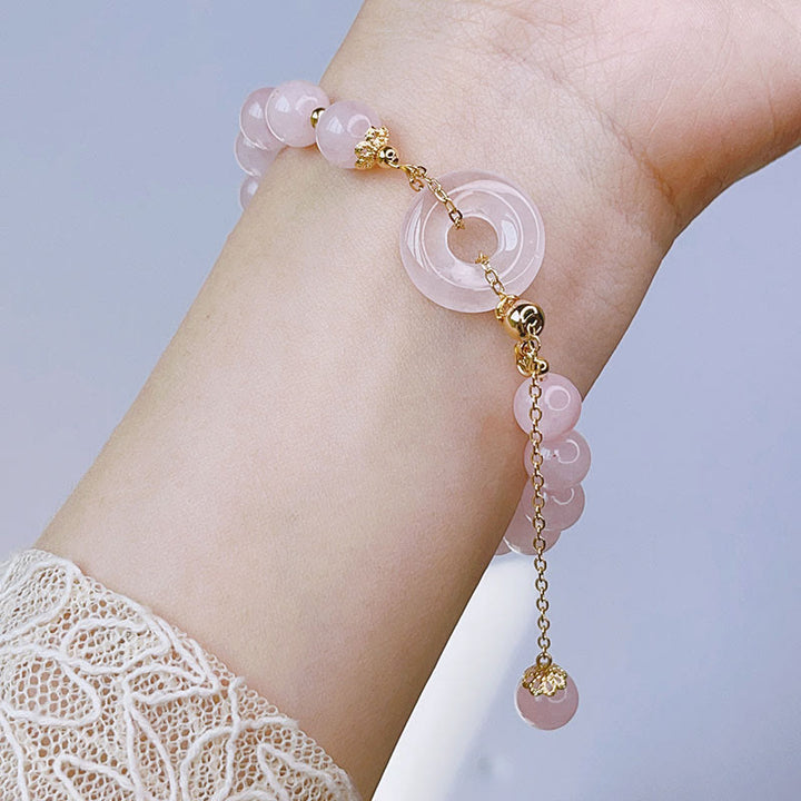 Braccialetto con ciondolo in cristallo rosa naturale Buddha Stones Peace Buckle Love - image 6