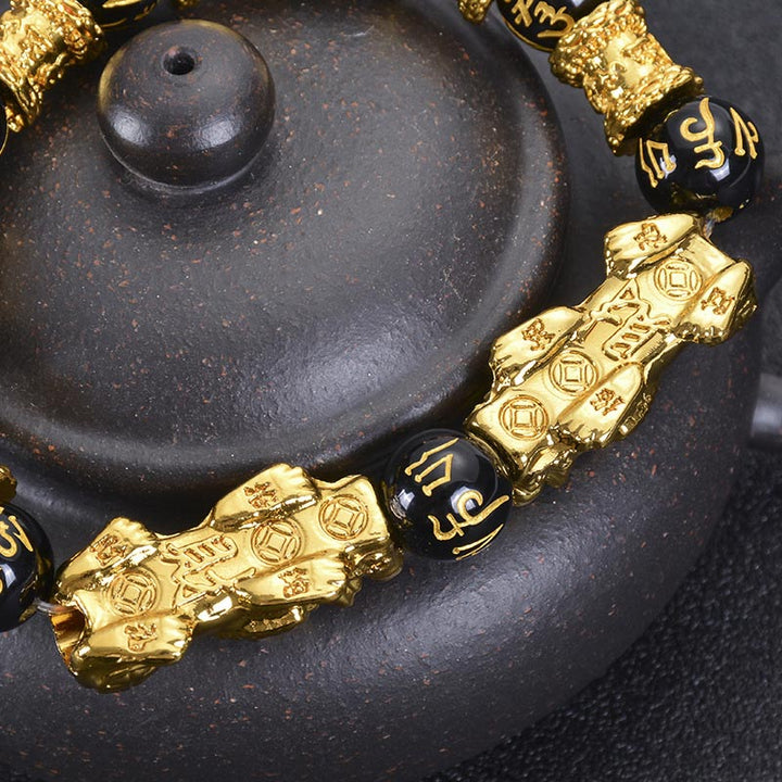 Bracciale Buddha Stones Double Pixiu Obsidian Wealth