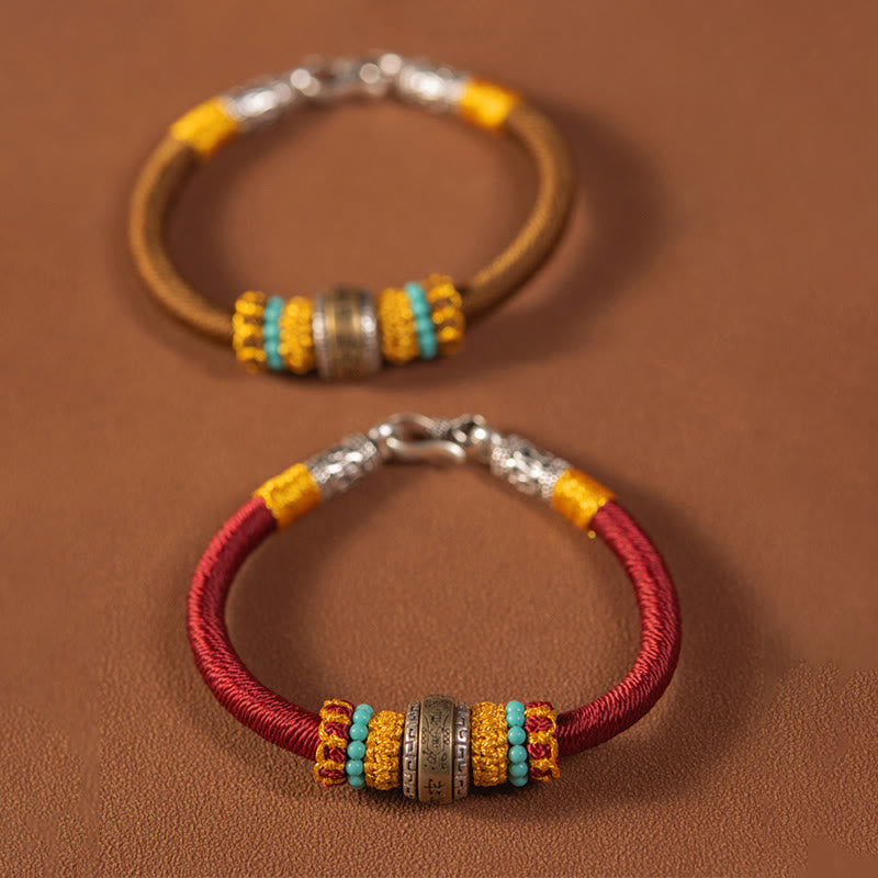 Bracciale intrecciato con amuleto Buddha Stones fatto a mano con nodo di King Kong, protezione dalla fortuna