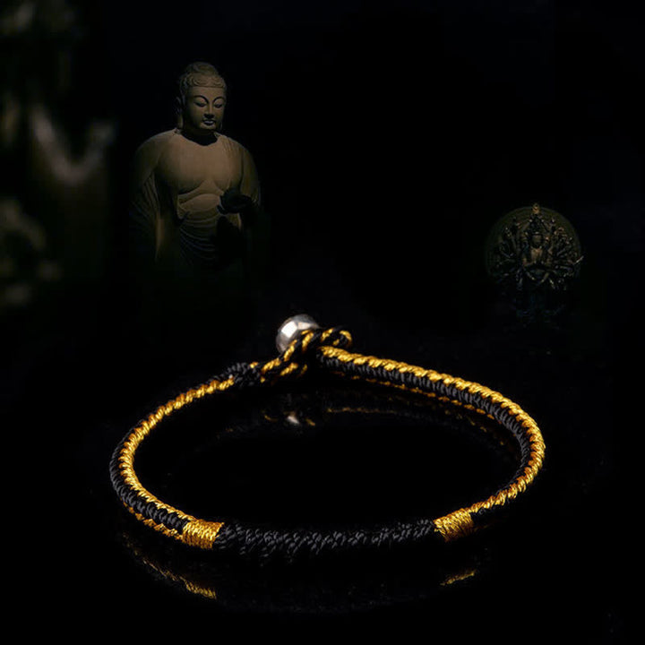 Braccialetto di protezione con corda portafortuna intrecciata fatta a mano in Buddha Stones tibetane