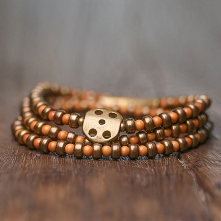 Bracciale Buddha Stones Retro Olive Pit Rame Ricchezza