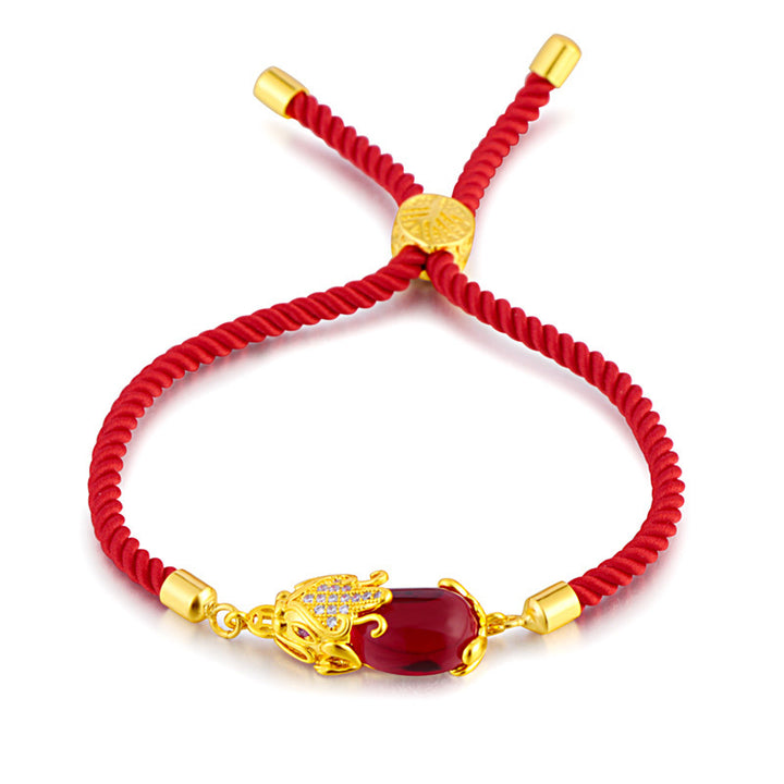 Braccialetto di corda rossa Pixiu in agata rossa Buddha Stones Wealth Attractor
