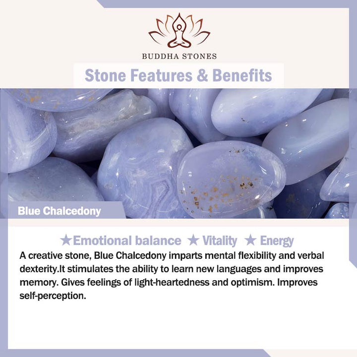Braccialetto energetico Buddha Stones Blue Chalcedony Emotional Balance