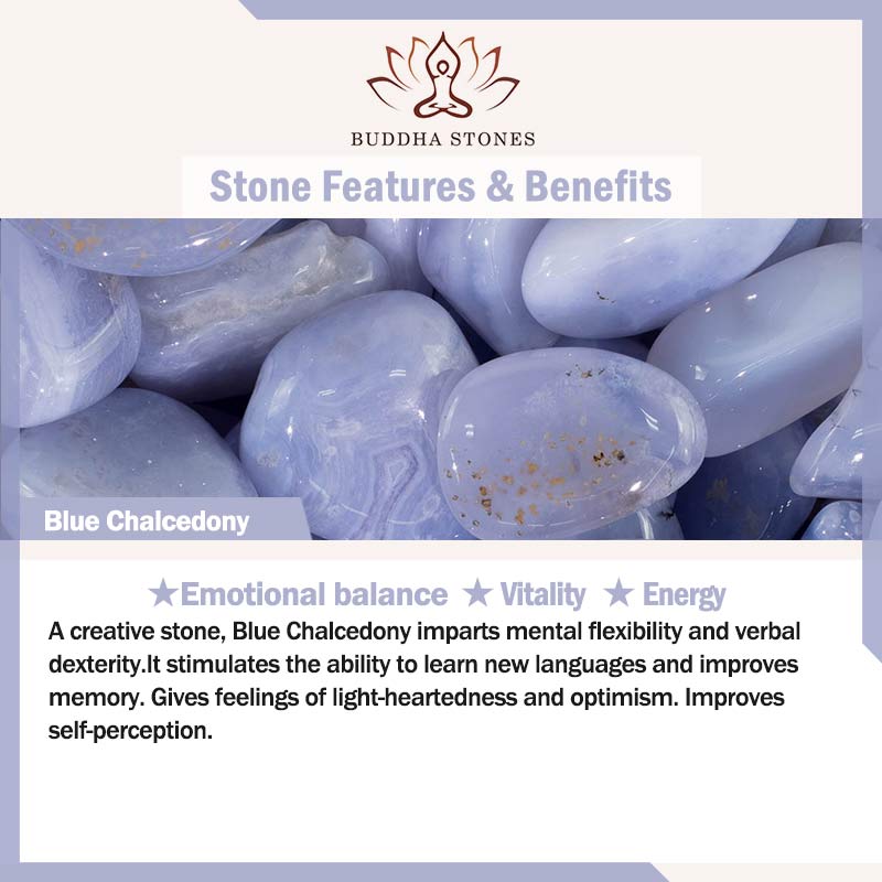 Braccialetto energetico Buddha Stones Blue Chalcedony Emotional Balance - image 6