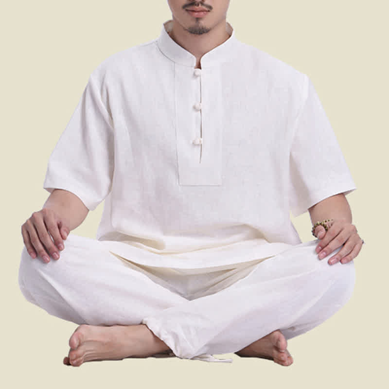 Buddha Stones Spirituale Zen Meditazione Preghiera Pratica Cotone Lino Abbigliamento Uomo Set - image 2