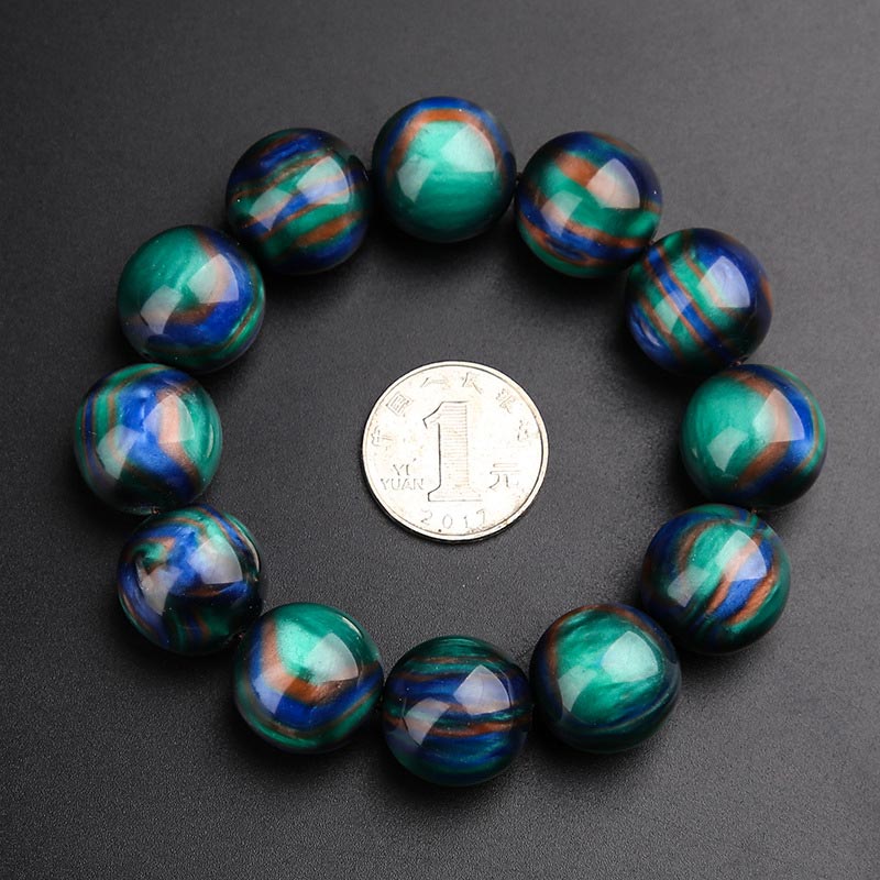 Buddha Stones Colorato Sea Willow Mala Braccialetto Anello Positivo