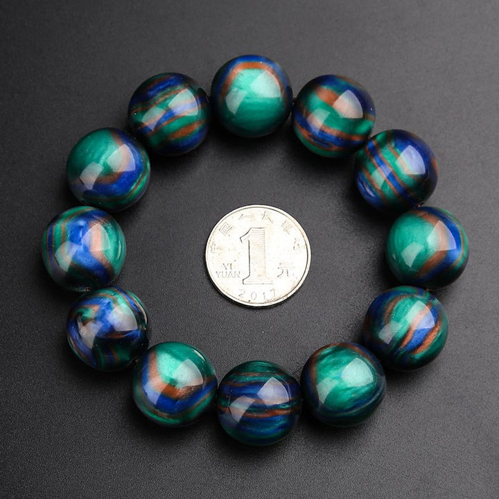 Buddha Stones Colorato Sea Willow Mala Braccialetto Anello Positivo