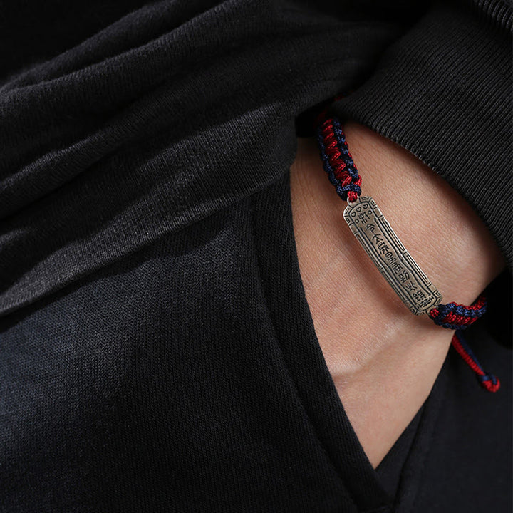 Braccialetto di protezione con amuleto della pace in argento sterling 925 Buddha Stones