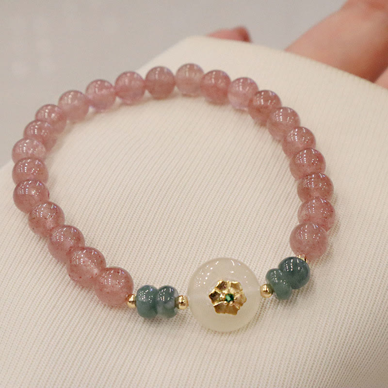 Braccialetto curativo in giada calcedonio quarzo fragola naturale Buddha Stones