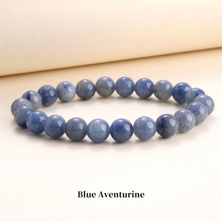 Braccialetto di perle curative in quarzo naturale Buddha Stones - 8 millimetri - Avventurina blu - image 42