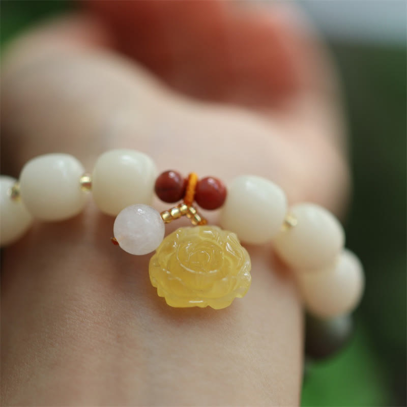 Bracciale Buddha Stones Gradient Bodhi Seed Ambra Lotus Peace