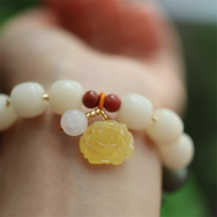Bracciale Buddha Stones Gradient Bodhi Seed Ambra Lotus Peace