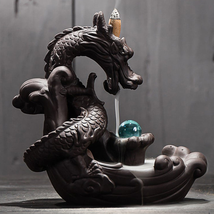 Buddha Stones Decorazione bruciatore di incenso protezione drago tibetano
