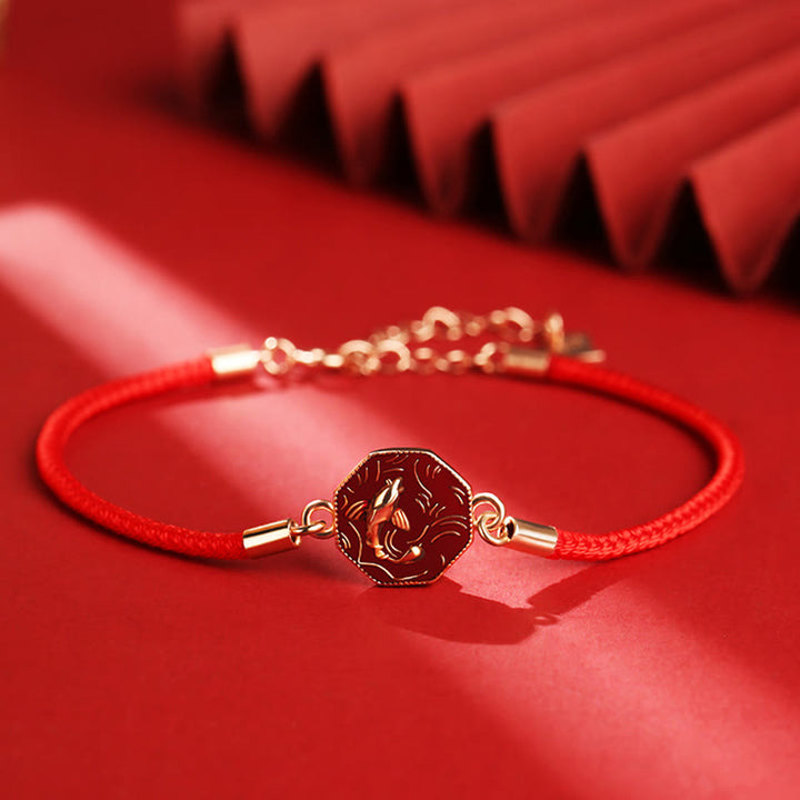 Bracciale intrecciato a mano Buddha Stones 925 Sterling Silver Luck Koi Fish Cambia Colore Ricchezza