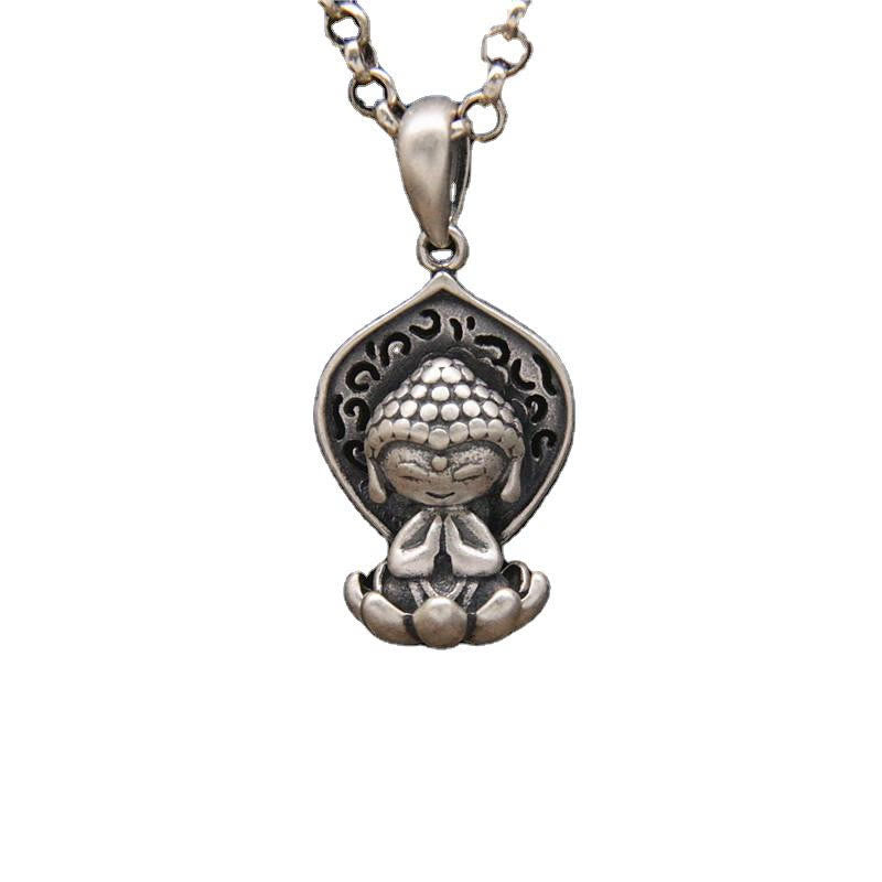 Collana con ciondolo Buddha Stones in argento sterling 999 con ciondolo Buddha Lotus Serenity - image 7