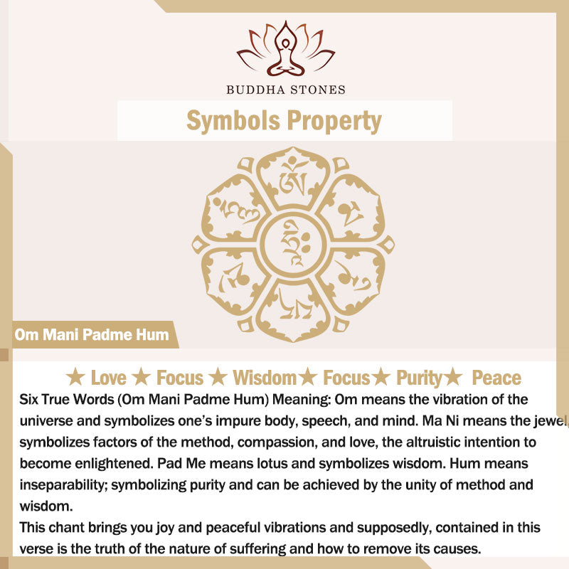 Braccialetto della saggezza inciso in rame con Buddha Stones Om Mani Padme Hum Double Dorje