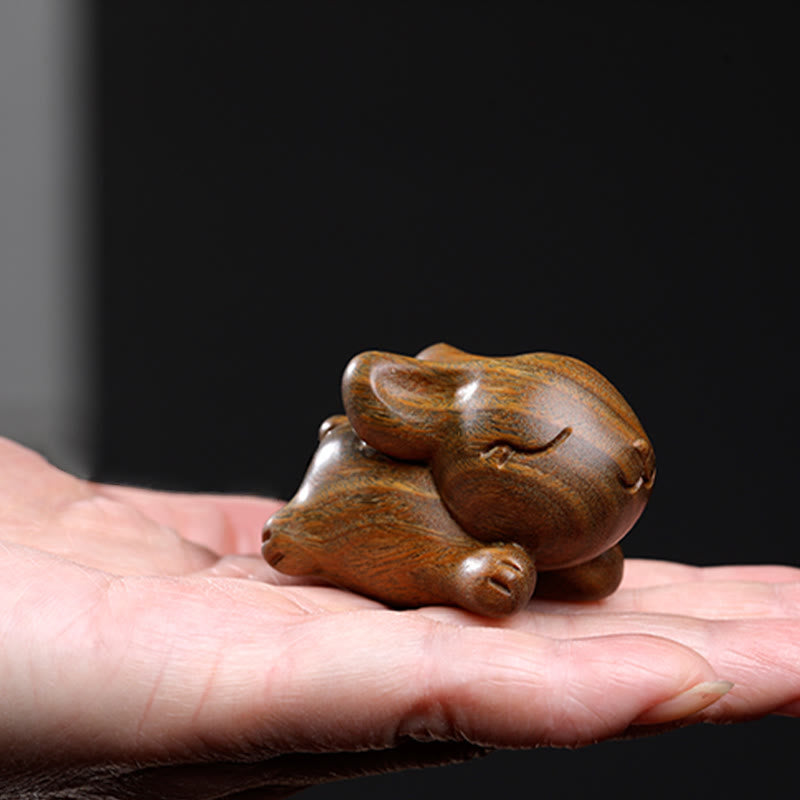 Buddha Stones Sandalo verde Piccolo Mini Coniglio carino Coniglietto Decorazioni di pace - image 17