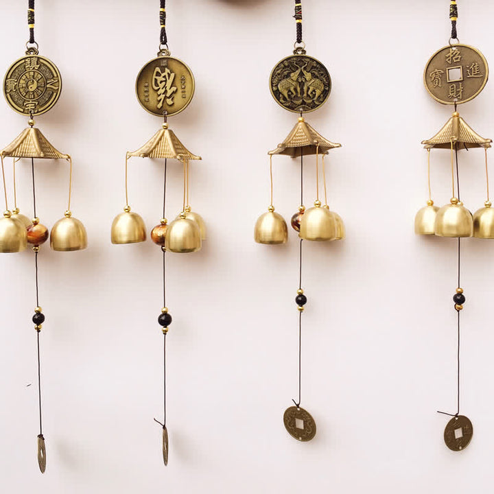 Buddha Stones Benedizione Lettera Elefante Bagua Moneta di Buon Auspicio Appeso al Muro Campanello Campana Decorazione per la Casa Fatta a Mano