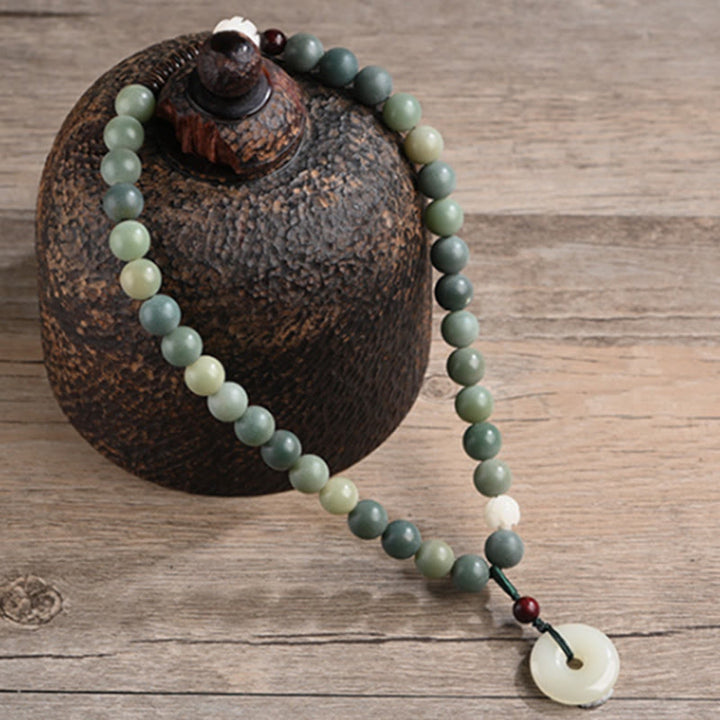 Braccialetto doppio giro Buddha Stones Cyan Bodhi Seed Lotus Jade Peace Buckle Wisdom
