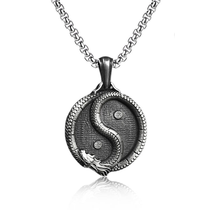 Buddha Stones Pure Tin Yin Yang Drago Fortuna Forza Collana Pendente - Ciondolo e catena comune - image 3