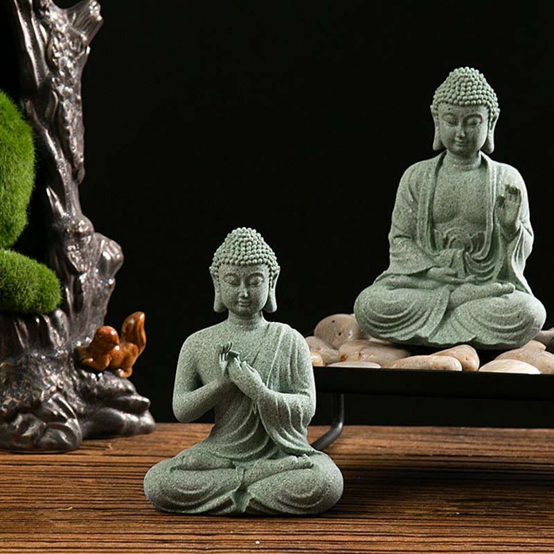 Buddha Stones Meditazione Tibetana Contemplazione Buddha Serenità Compassione Statua Figurina Decorazione