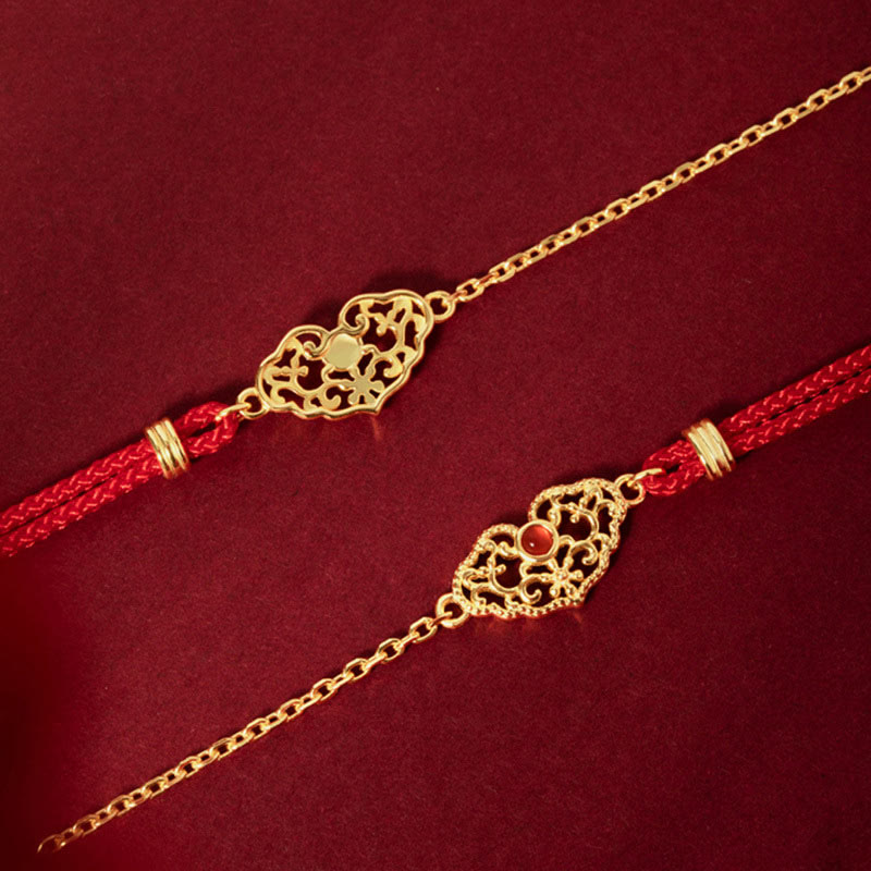 Braccialetto a catena con lucchetto di buoni auguri, fortuna e forza , Buddha Stones