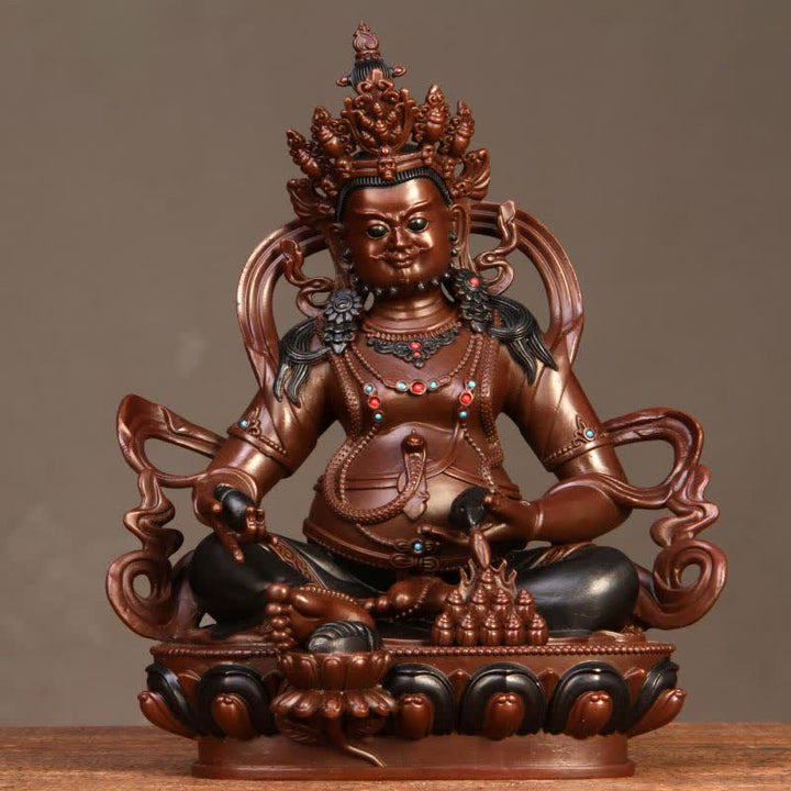 Statua in rame della compassione della statuetta del Bodhisattva Jambhala giallo, decorazione per la casa e l'ufficio