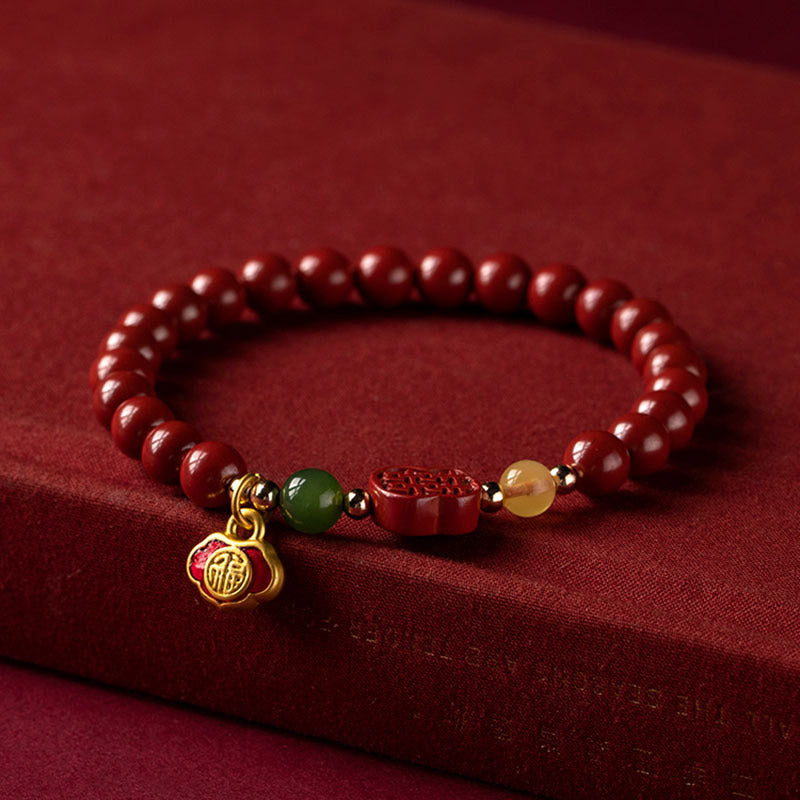 Braccialetto Buddha Stones Cinnabar Happiness Calm