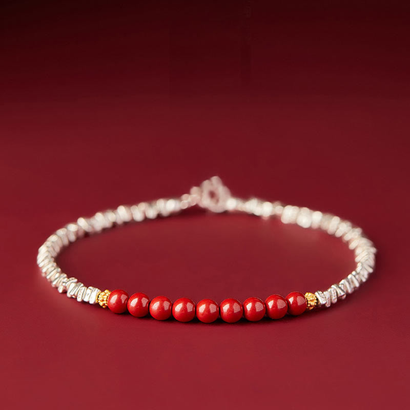 Bracciale Buddha Stones 925 Sterling Silver Cinnabar Fu Character Blessing - Cinabro (circonferenza del polso 15-18 cm) - image 0