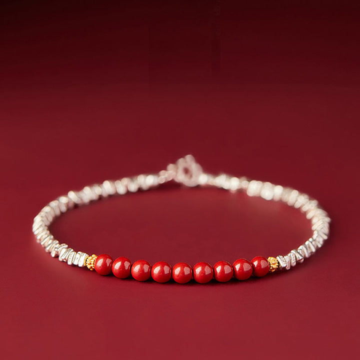 Bracciale Buddha Stones 925 Sterling Silver Cinnabar Fu Character Blessing - Cinabro (circonferenza del polso 15-18 cm) - image 0