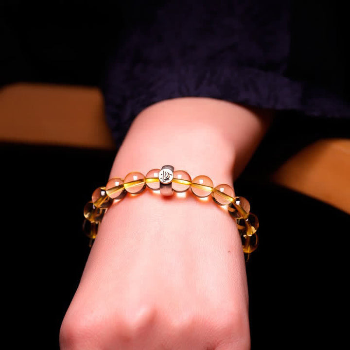 Braccialetto di protezione in argento sterling 925 con zodiaco cinese e Buddha natale in citrino