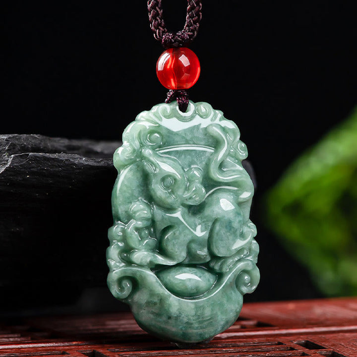 Collana con ciondolo Buddha Stones Natural Jade 12 Zodiaco Cinese Prosperità - image 10