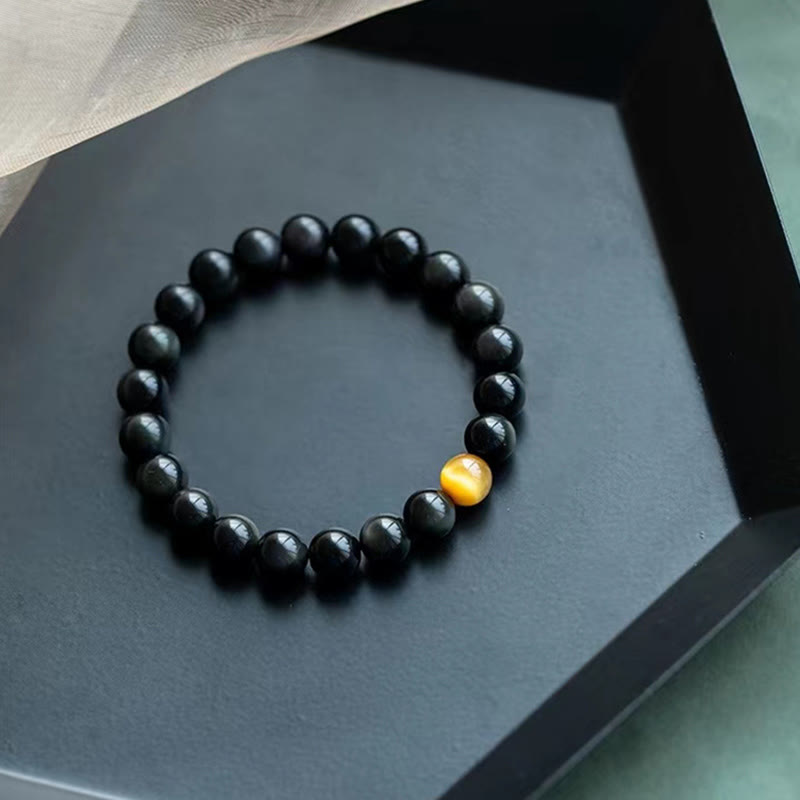 Braccialetto Buddha Stones Natural Rainbow Obsidian Tiger Eye Positive Love