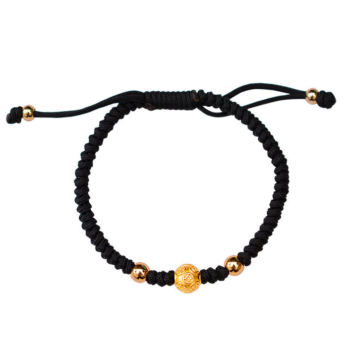 Buddha Stones 999 Sterling Silver Om Mani Padme Hum Moneta di rame Fortuna Forza Corda Bracciale di coppia
