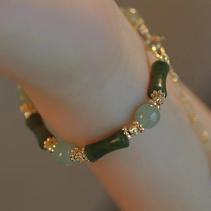 Braccialetto a catena con perline di vetro e bambù, fortuna e forza , Buddha Stones