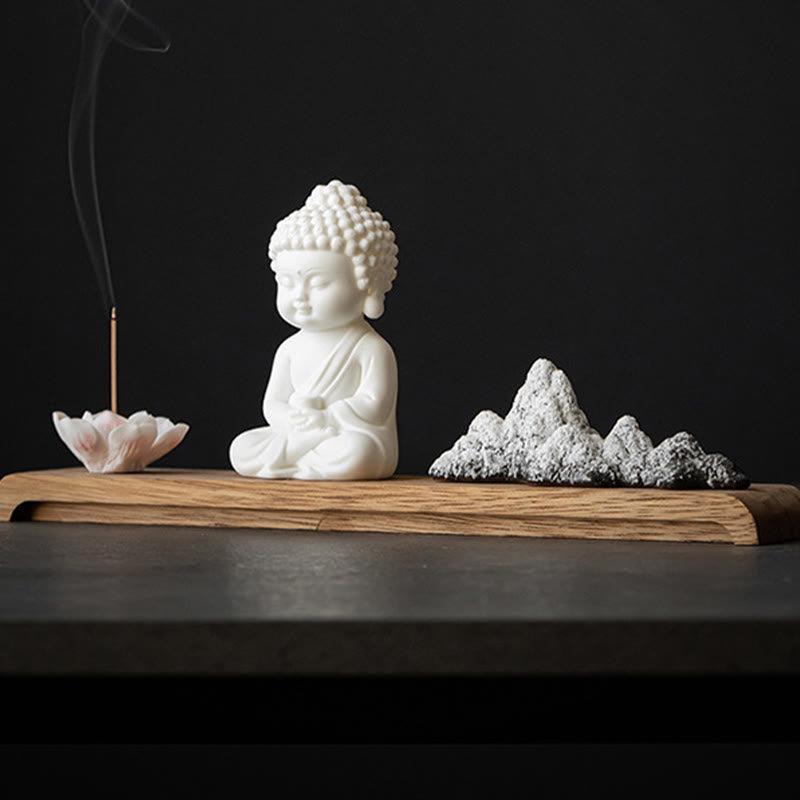 Buddha Stones Fiore di Loto Tathagata Kwan Yin Avalokitesvara Ksitigarbha Meditazione Bastoncino di Ceramica Bruciatore di Incenso Decorazione