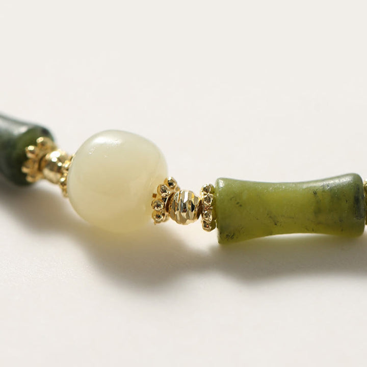 Braccialetto a catena con perline di vetro e bambù, fortuna e forza , Buddha Stones