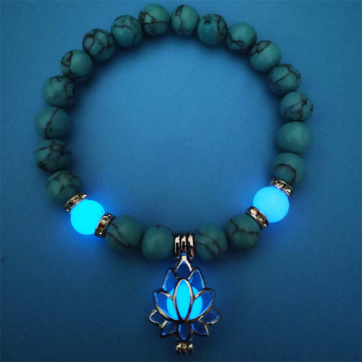 Braccialetto di protezione con perline luminose in pietra luminosa turchese tibetano Buddha Stones