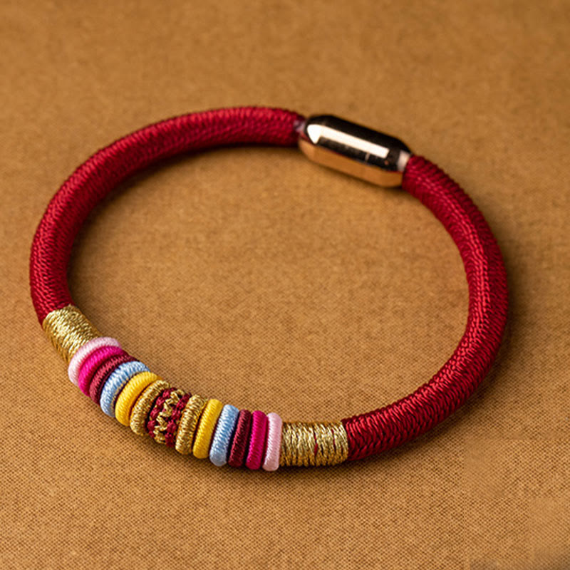 Braccialetto intrecciato con fibbia magnetica e protezione del nodo King Kong fatto a mano tibetano Buddha Stones