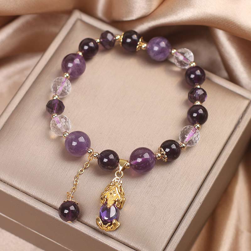 Braccialetto curativo PiXiu in ametista naturale Buddha Stones