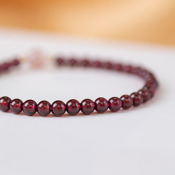 Bracciale Buddha Stones Natural Garnet Strawberry Quartz Calm
