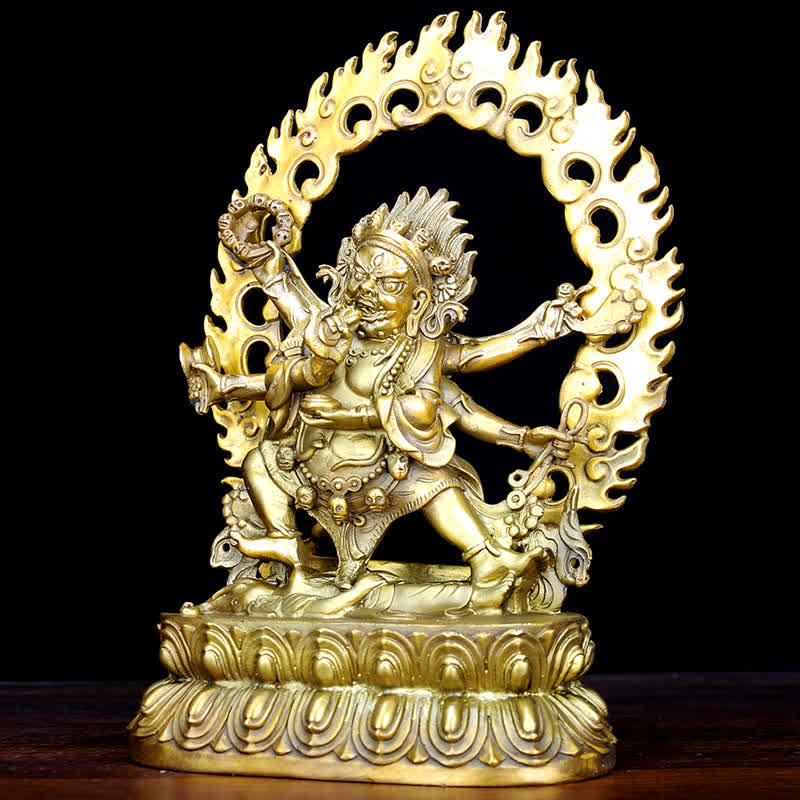 Tibet Mahakala Bodhisattva Figurina Compassione Statua in Rame Decorazione