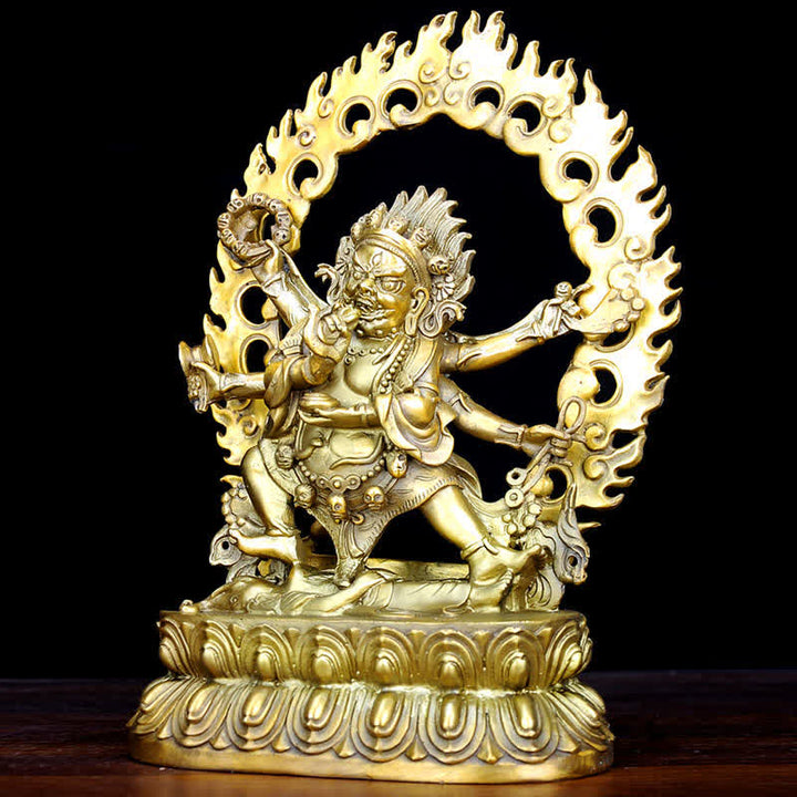 Tibet Mahakala Bodhisattva Figurina Compassione Statua in Rame Decorazione