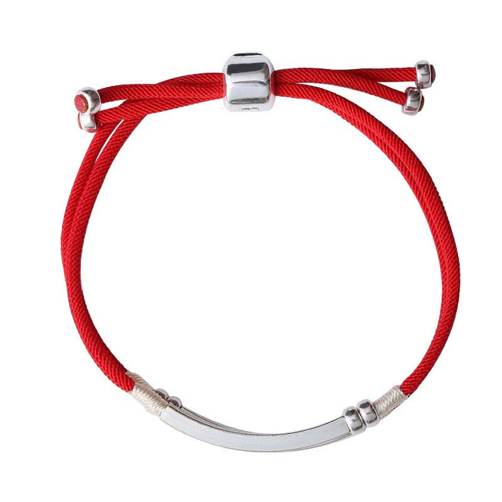 Braccialetto intrecciato a strati in corda rossa in argento sterling 925 Buddha Stones