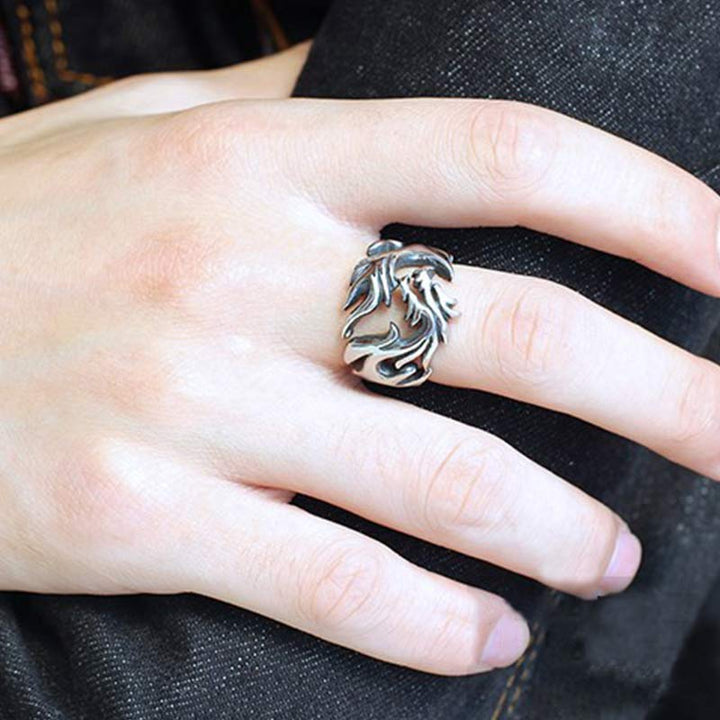 Anello regolabile con motivo a drago Buddha Stones, protezione e forza