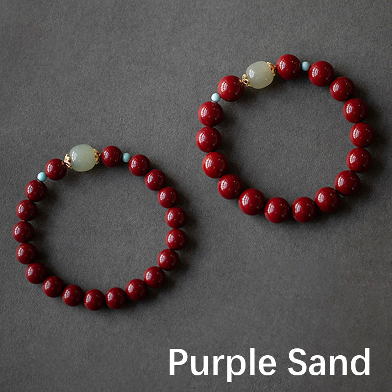 Braccialetto della fortuna Buddha Stones Cinnabar Green Aventurina