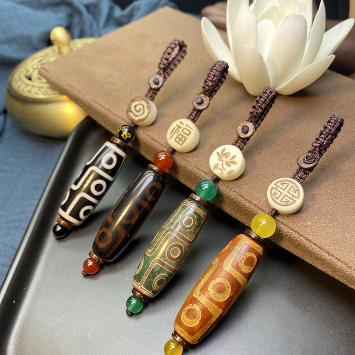Buddha Stones Tibetano Nove Occhi Dzi Bead Decorazione della Ricchezza