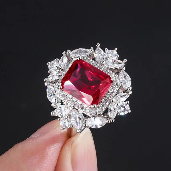 Buddha Stones Smeraldo Cristallo Corindone Rosso Fiducia Coraggio Anello Orecchini Collana Pendente