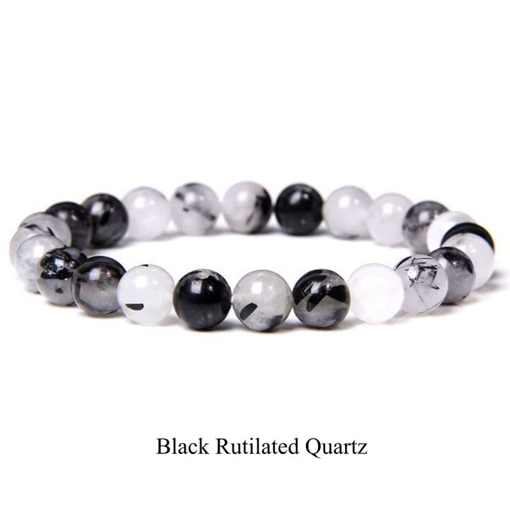 Braccialetto di perle curative in quarzo naturale Buddha Stones - 8 millimetri - Quarzo rutilato nero - image 77